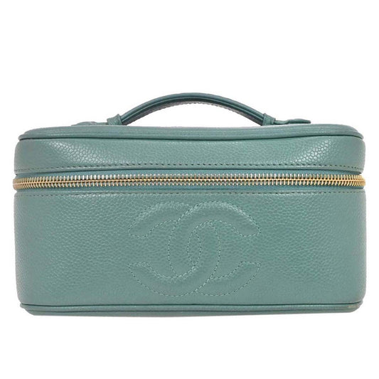 Chanel Vintage Timeless Vanity Case Caviar, GREEN, LEATHER, Clutche & pouche