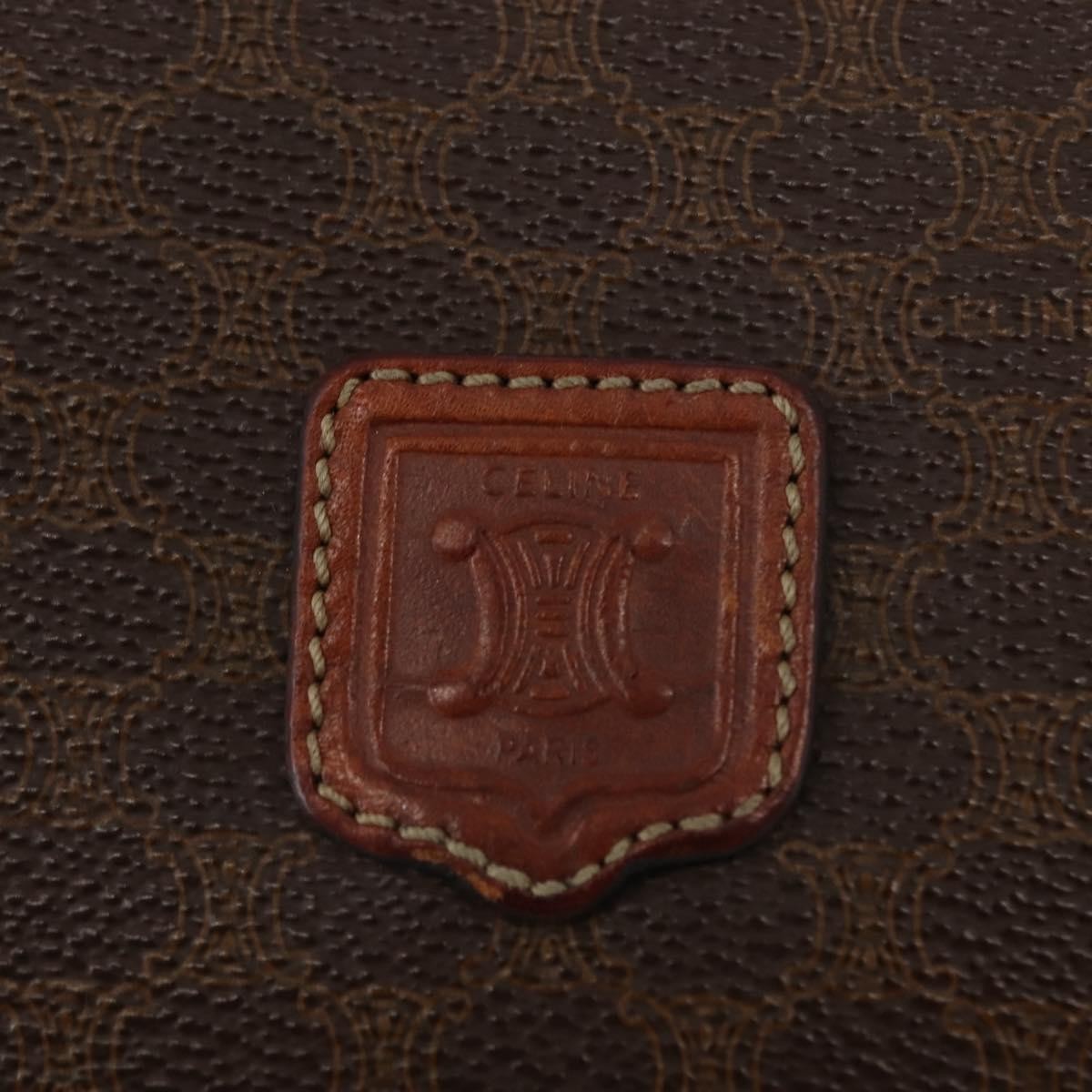 Celine Vintage Macadam Shoulder Bag Canvas and Leather, BROWN, CANVAS, Shoulder bag