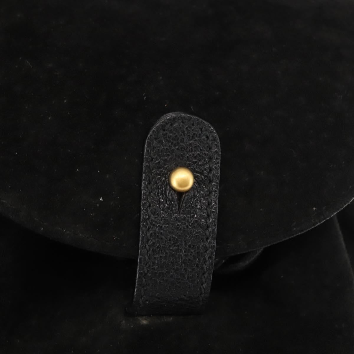 Gucci Vintage Bamboo Backpack Suede, BLACK, SUEDE, Backpack