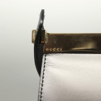 Gucci Vintage Shoulder Bag Leather, GRAY, LEATHER, Shoulder bag