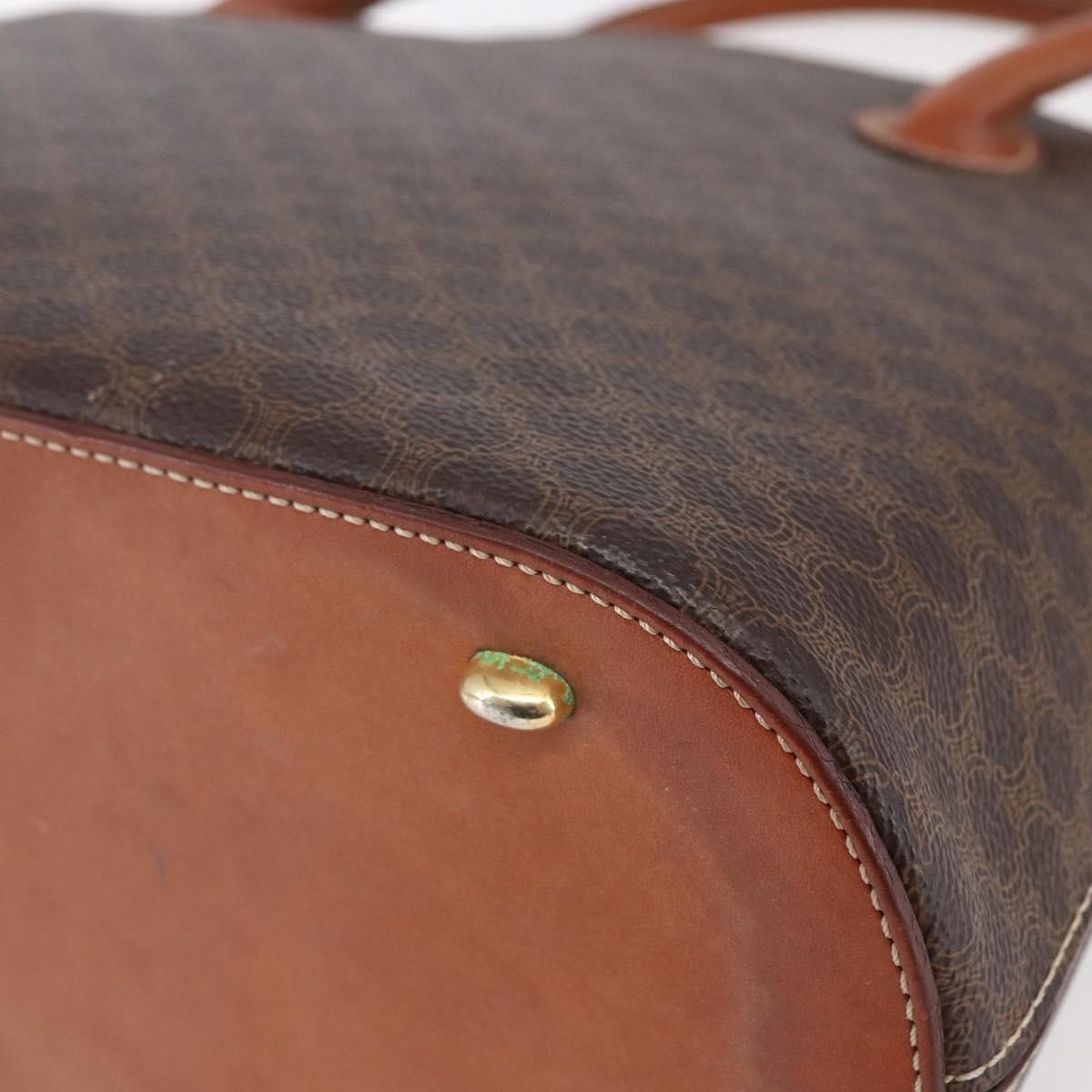 Celine Vintage Macadam Handbag Canvas, BROWN, CANVAS, Handbag