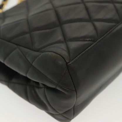 Chanel Vintage Chain Frame Bag Quilted Lambskin, BLACK, LEATHER, Shoulder bag