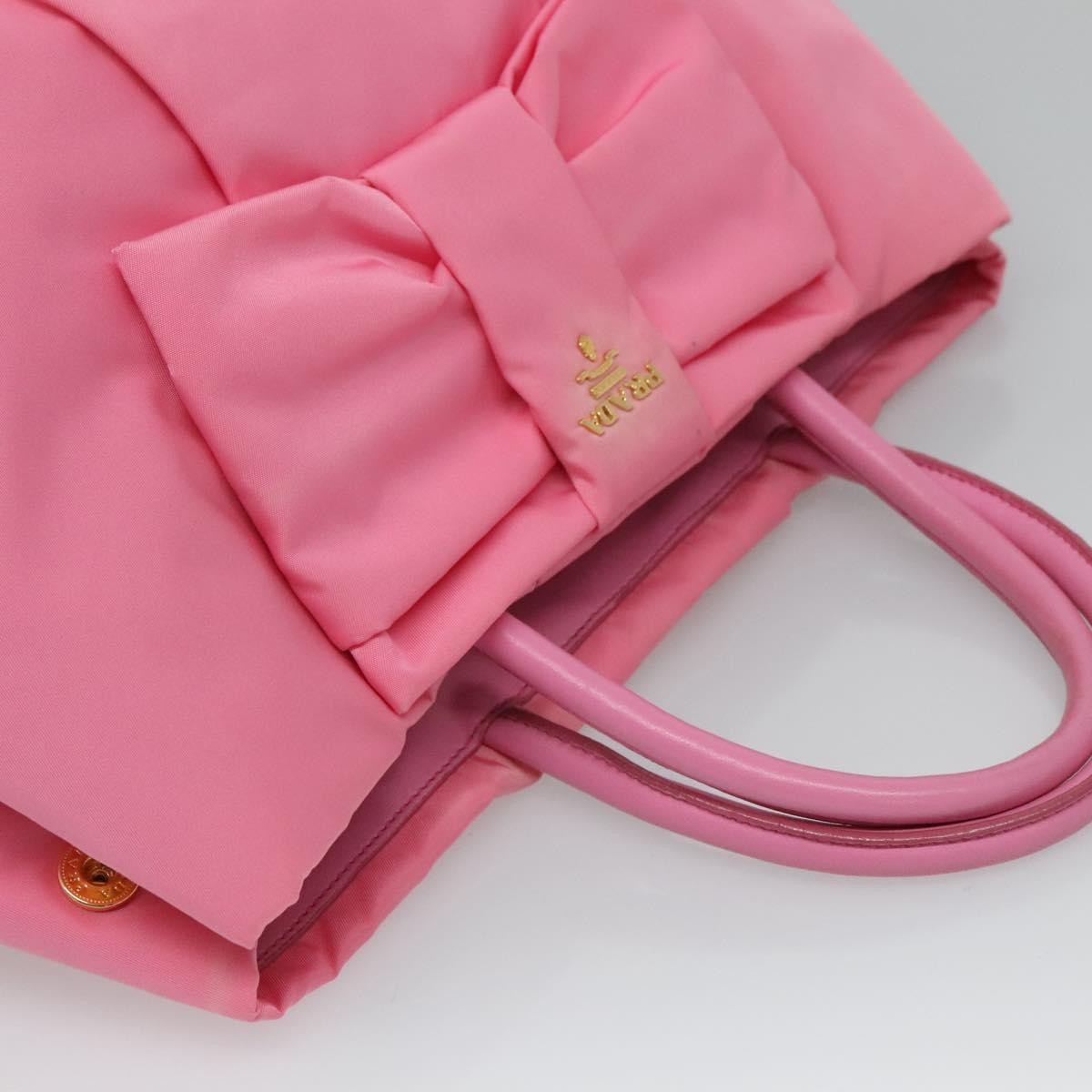 Prada Bow Tote Tessuto with Leather, PINK, NYLON, Tote bag