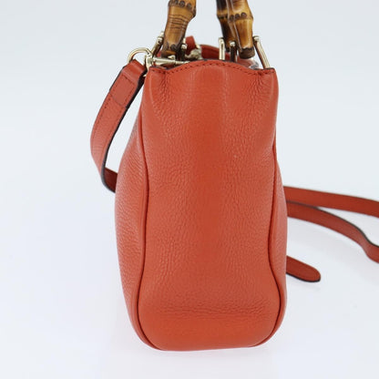 Gucci Bamboo Shopper Tote Leather, ORANGE, LEATHER, Handbag