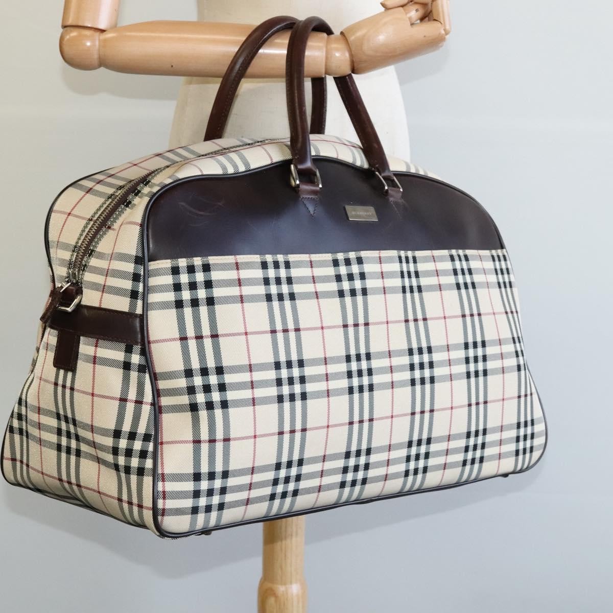 Burberry Vintage Zip Around Duffle Bag House Check Canvas, BEIGE, CANVAS, Travel bag