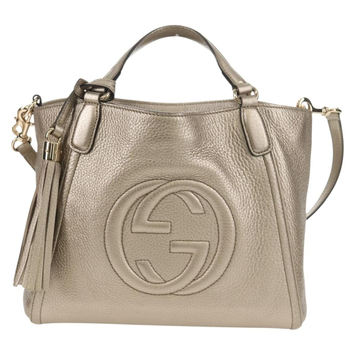 Gucci Soho Convertible Hobo Leather, GOLD, LEATHER, Handbag