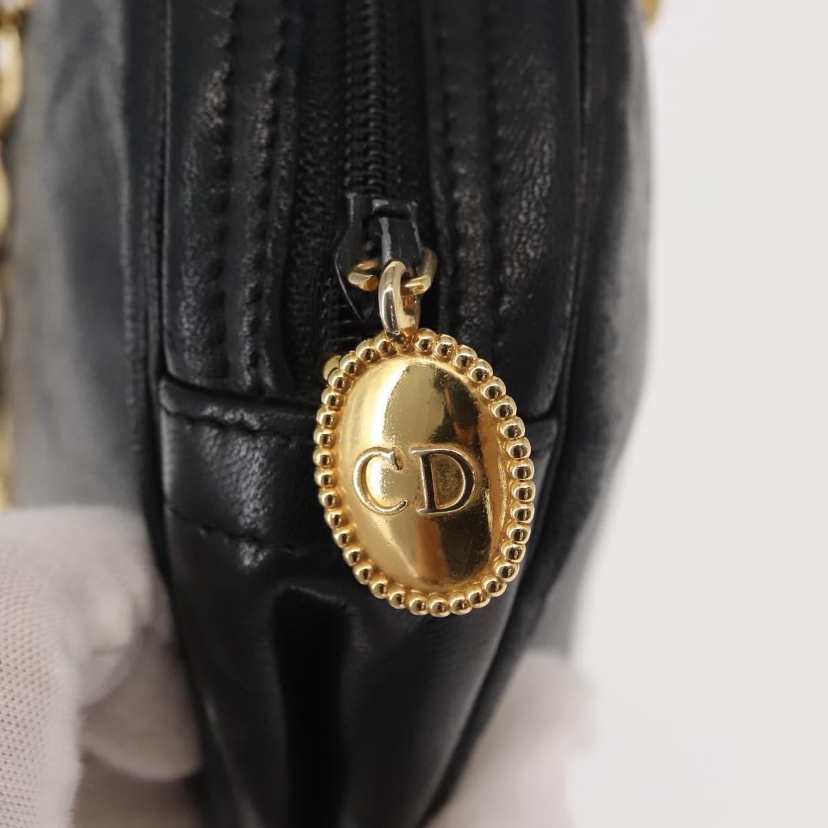 Christian Dior Vintage CD Chain  Shoulder Bag Leather, BLACK, LEATHER, Shoulder bag