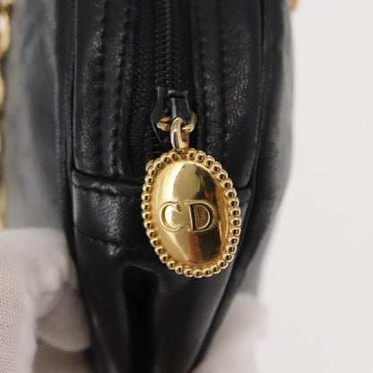 Christian Dior Vintage CD Chain  Shoulder Bag Leather, BLACK, LEATHER, Shoulder bag