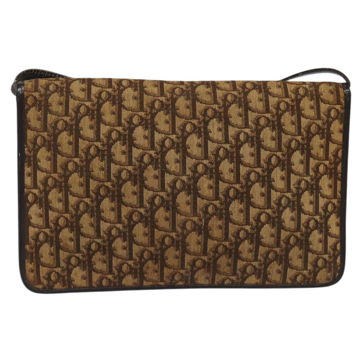 Christian Dior Vintage Trotter Shoulder Bag Canvas, BROWN, CANVAS, Shoulder bag