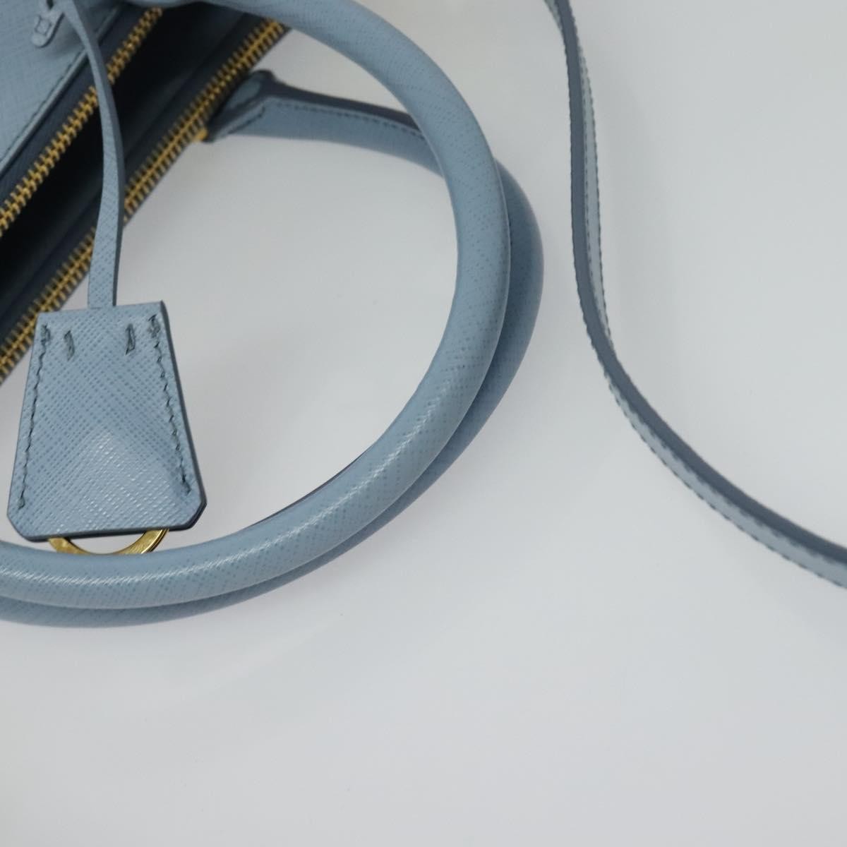 Prada Double Zip Lux Tote Saffiano Leather, BLUE, LEATHER, Handbag