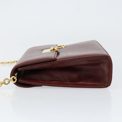 Salvatore Ferragamo Vintage Gancini Chain Shoulder Bag Leather, BURGUNDY, LEATHER, Shoulder bag