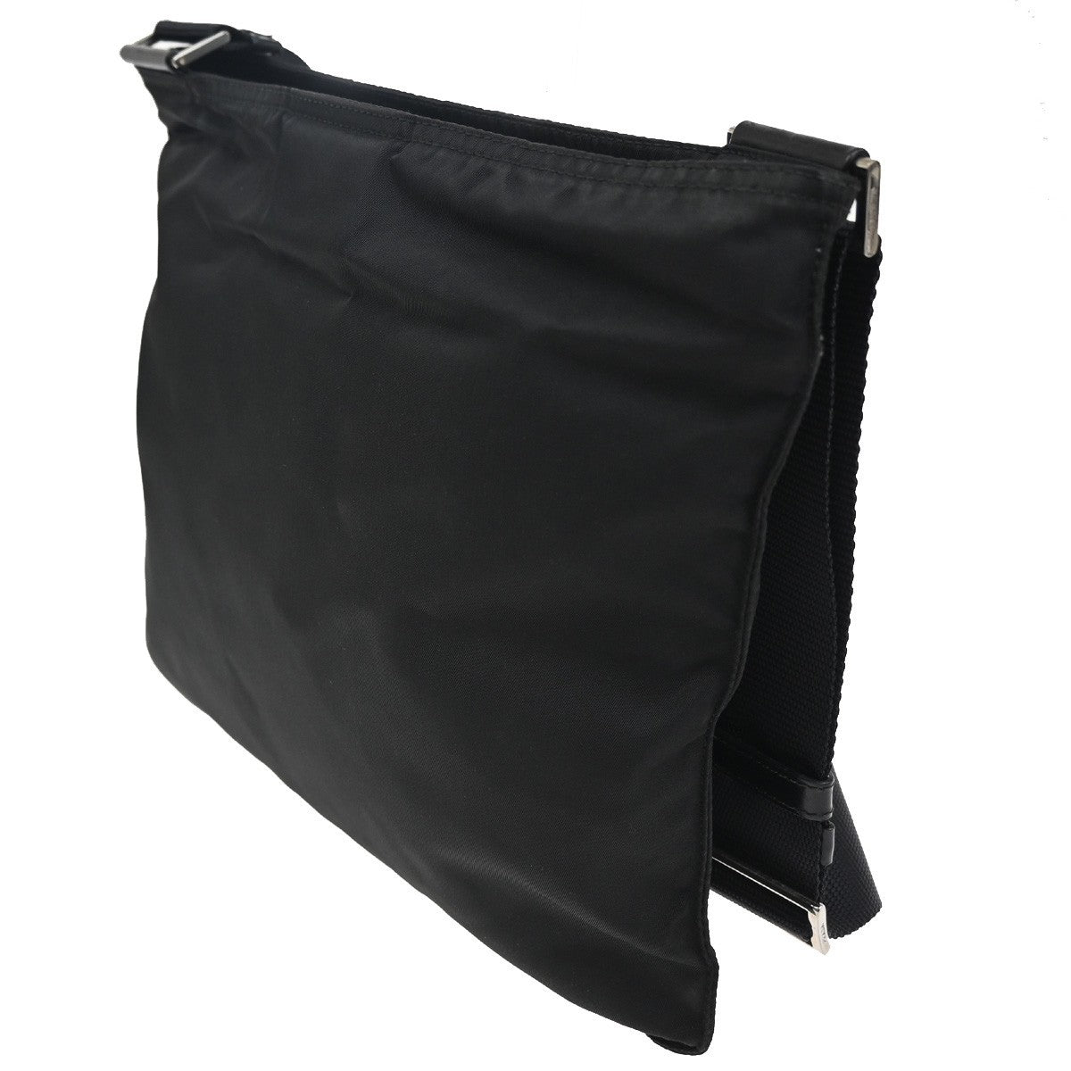 Prada Front Pocket Messenger Bag Tessuto, BLACK, NYLON, Shoulder bag