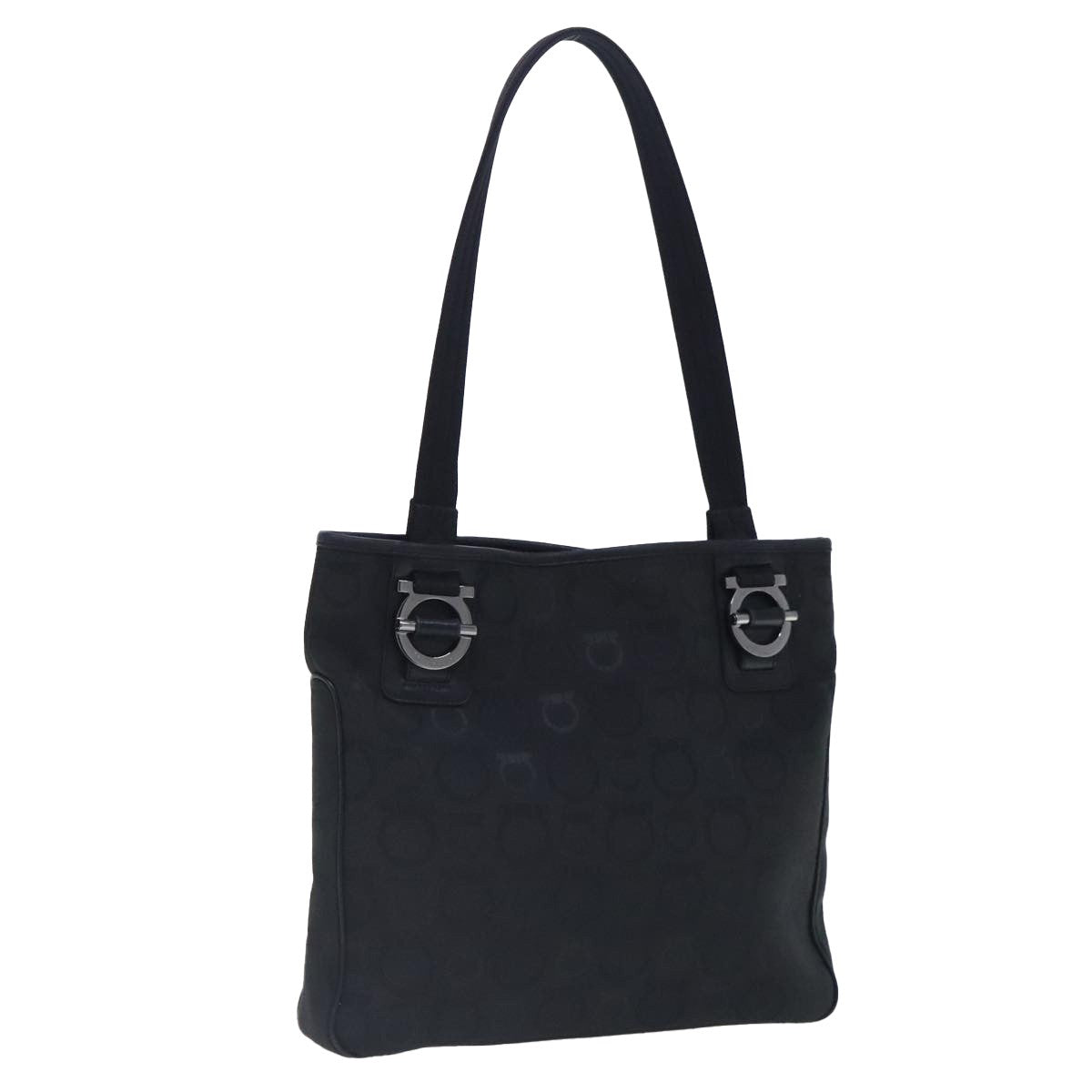 Salvatore Ferragamo Gancini Tote Gancini Canvas, BLACK, CANVAS, Tote bag