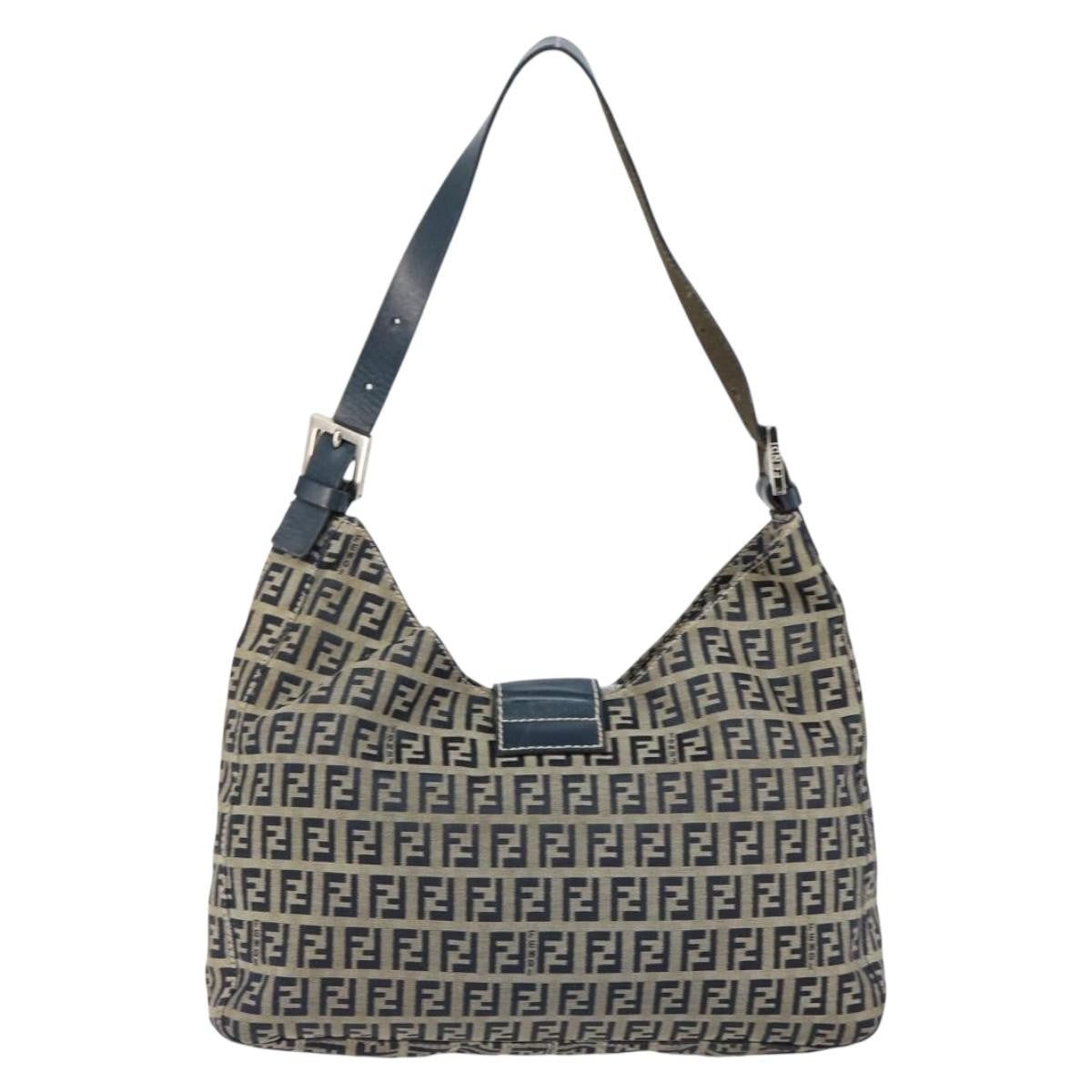 Fendi Vintage Hobo Zucchino Canvas, NAVY, CANVAS, Shoulder bag