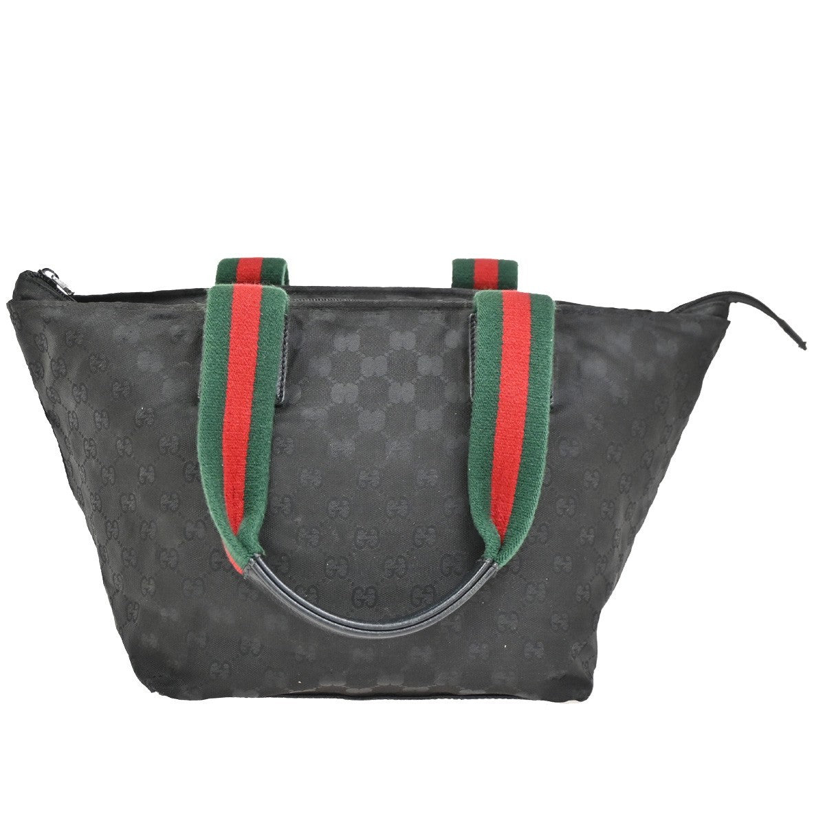 Gucci Web Zip Tote GG Nylon, BLACK, NYLON, Shoulder bag