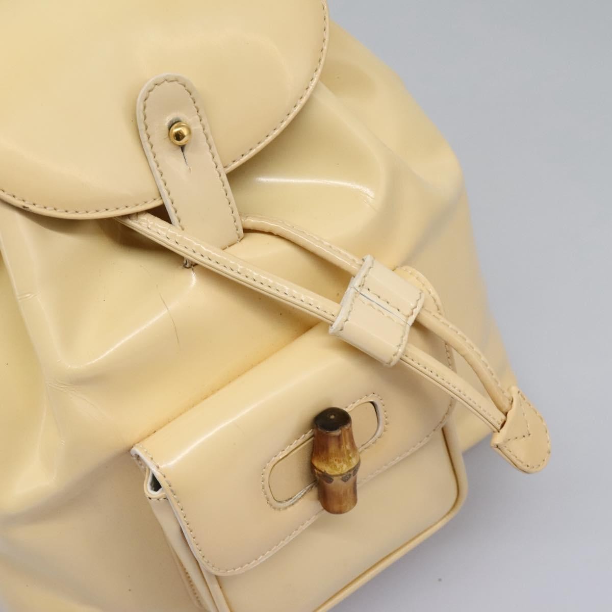 Gucci Vintage Bamboo Backpack Patent, BEIGE, PATENT_LEATHER, Backpack