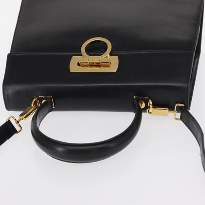 Salvatore Ferragamo Convertible Top Handle Bag Leather, BLACK, LEATHER, Handbag