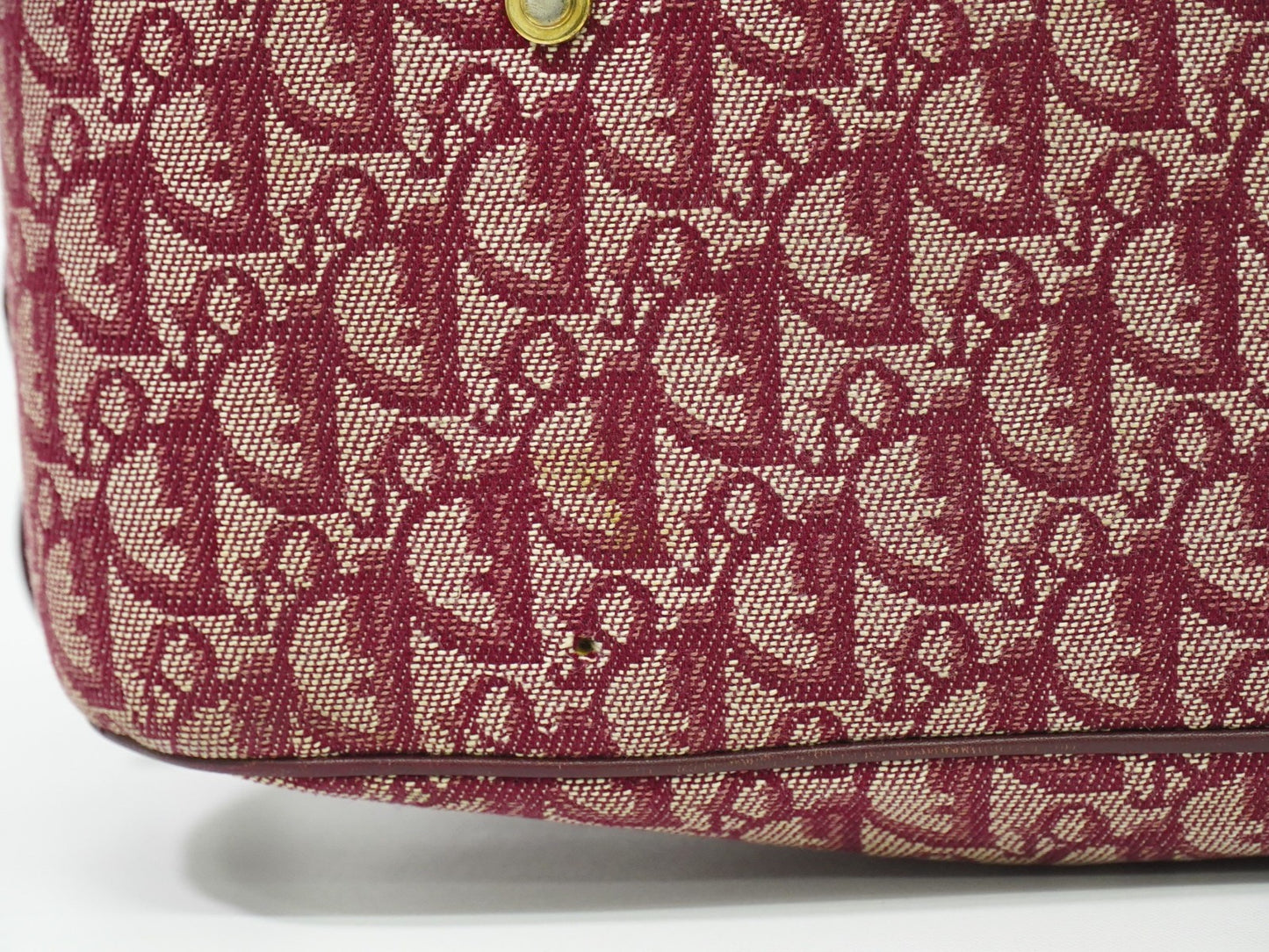 Christian Dior Vintage Saddle Bowler Bag Diorissimo Canvas, BURGUNDY, CANVAS, Handbag