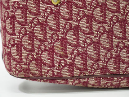 Christian Dior Vintage Saddle Bowler Bag Diorissimo Canvas, BURGUNDY, CANVAS, Handbag