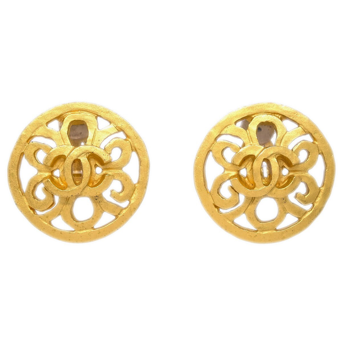 Chanel CC Round Earrings Metal, GOLD, GOLD_PLATED, Earrings