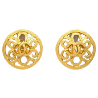 Chanel CC Round Earrings Metal, GOLD, GOLD_PLATED, Earrings