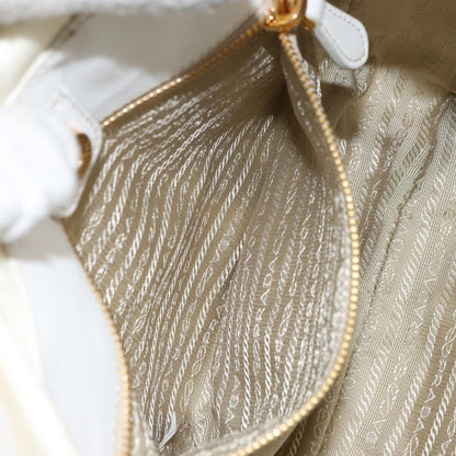 Prada Vintage Tote Tessuto with Leather, WHITE, NYLON, Tote bag