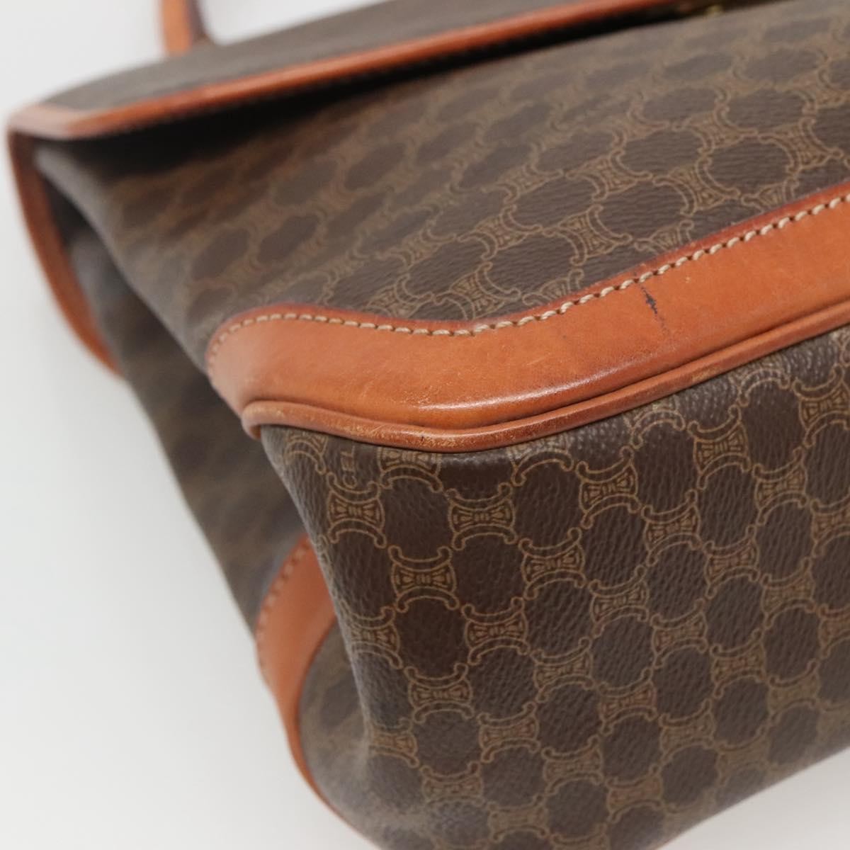 Celine Macadam Handbag Macadam with leather, BROWN, CANVAS, Handbag