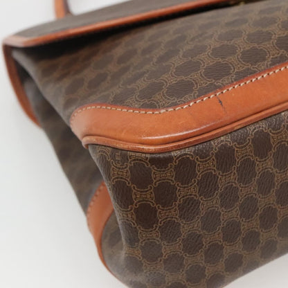 Celine Macadam Handbag Macadam with leather, BROWN, CANVAS, Handbag