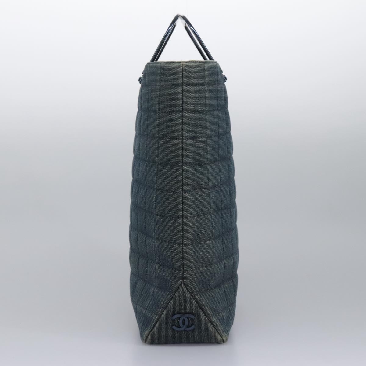 Chanel Chocolate Bar Tote Quilted Canvas, BLUE, CANVAS, Tote bag