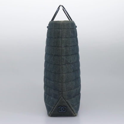 Chanel Chocolate Bar Tote Quilted Canvas, BLUE, CANVAS, Tote bag