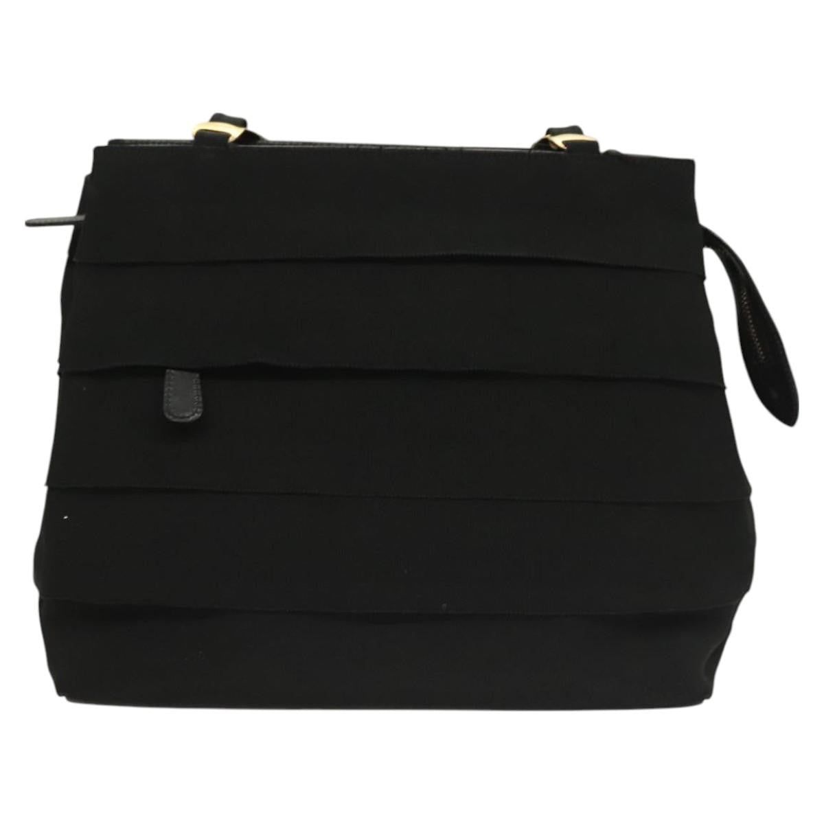 Salvatore Ferragamo Vala Shoulder Bag Canvas, BLACK, CANVAS, Shoulder bag