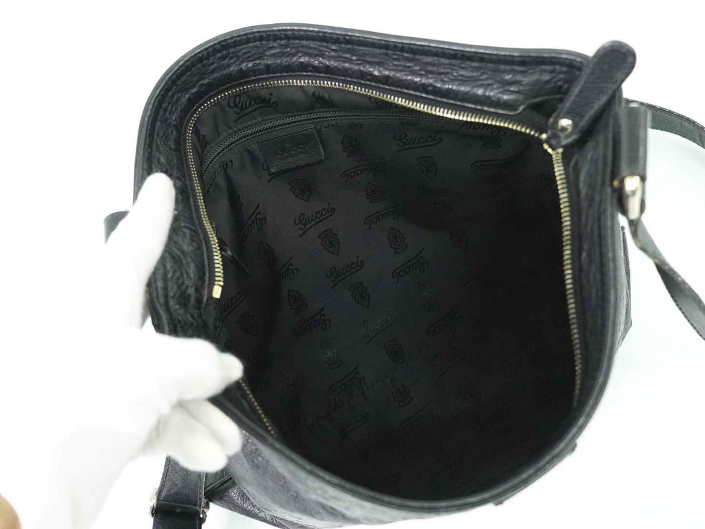 Gucci Crossbody Bag Guccissima Leather, BLACK, LEATHER, Shoulder bag