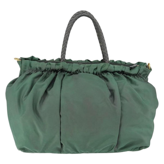 Prada Convertible Bow Tote Tessuto, GREEN, NYLON, Handbag