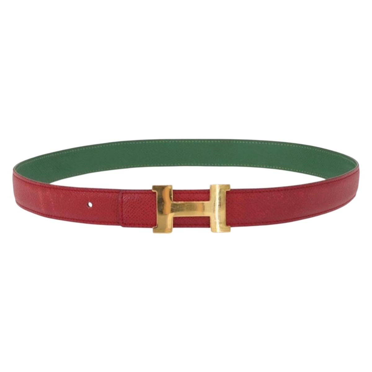 Hermes Constance Belt Leather, RED, LEATHER, Belts