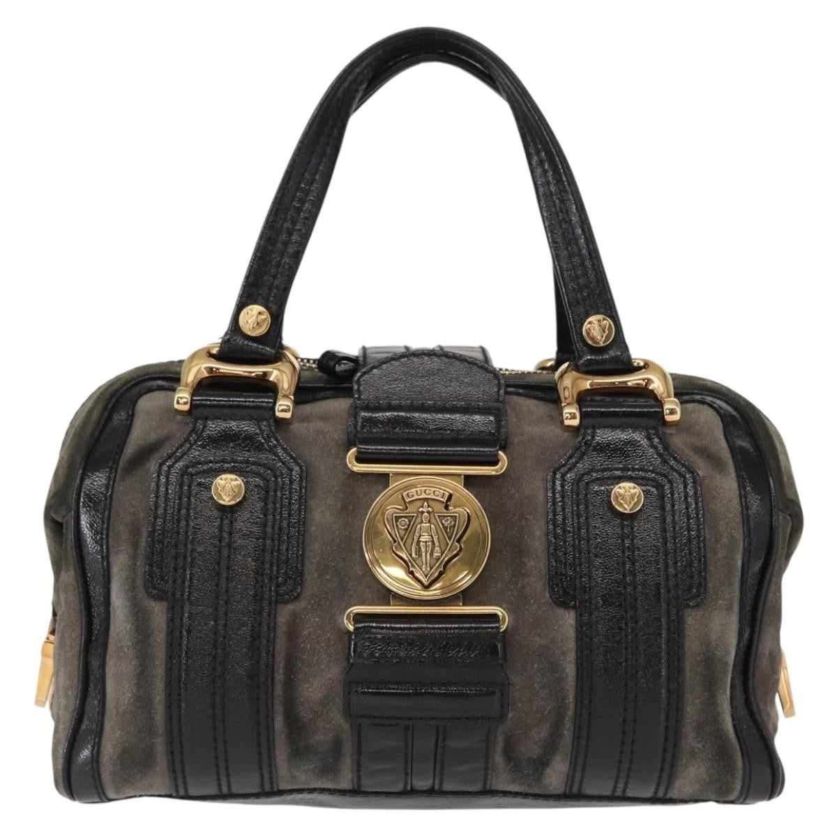 Gucci Aviatrix Satchel Suede, BLACK, SUEDE, Handbag