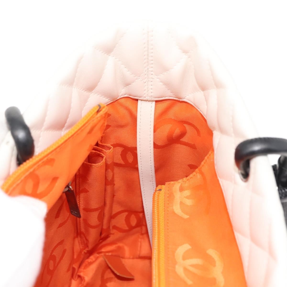 Chanel Cambon Tote Quilted Leather, WHITE, LEATHER, Tote bag