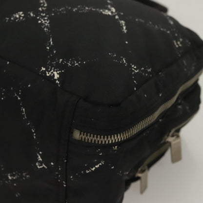 Chanel Travel Line Boston Bag Printed Nylon, BLACK, NYLON, Travel bag