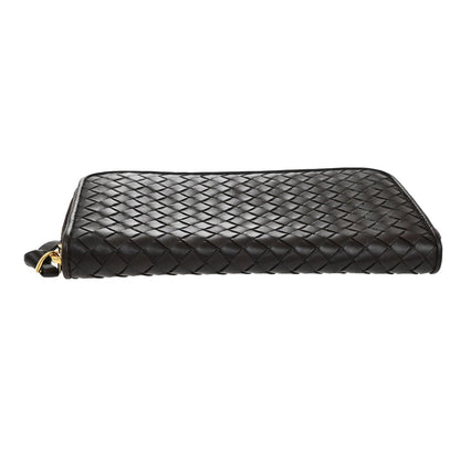 Bottega Veneta Intrecciato Long Zip  Wallet Leather, Brown, Leather, Wallet