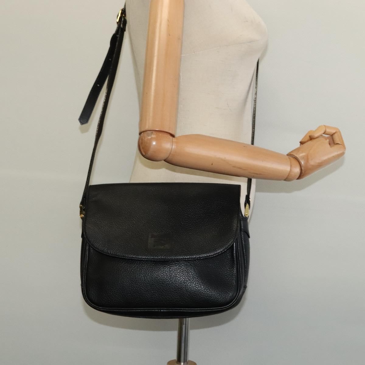 Burberry Vintage Crossbody Bag Leather, BLACK, LEATHER, Shoulder bag