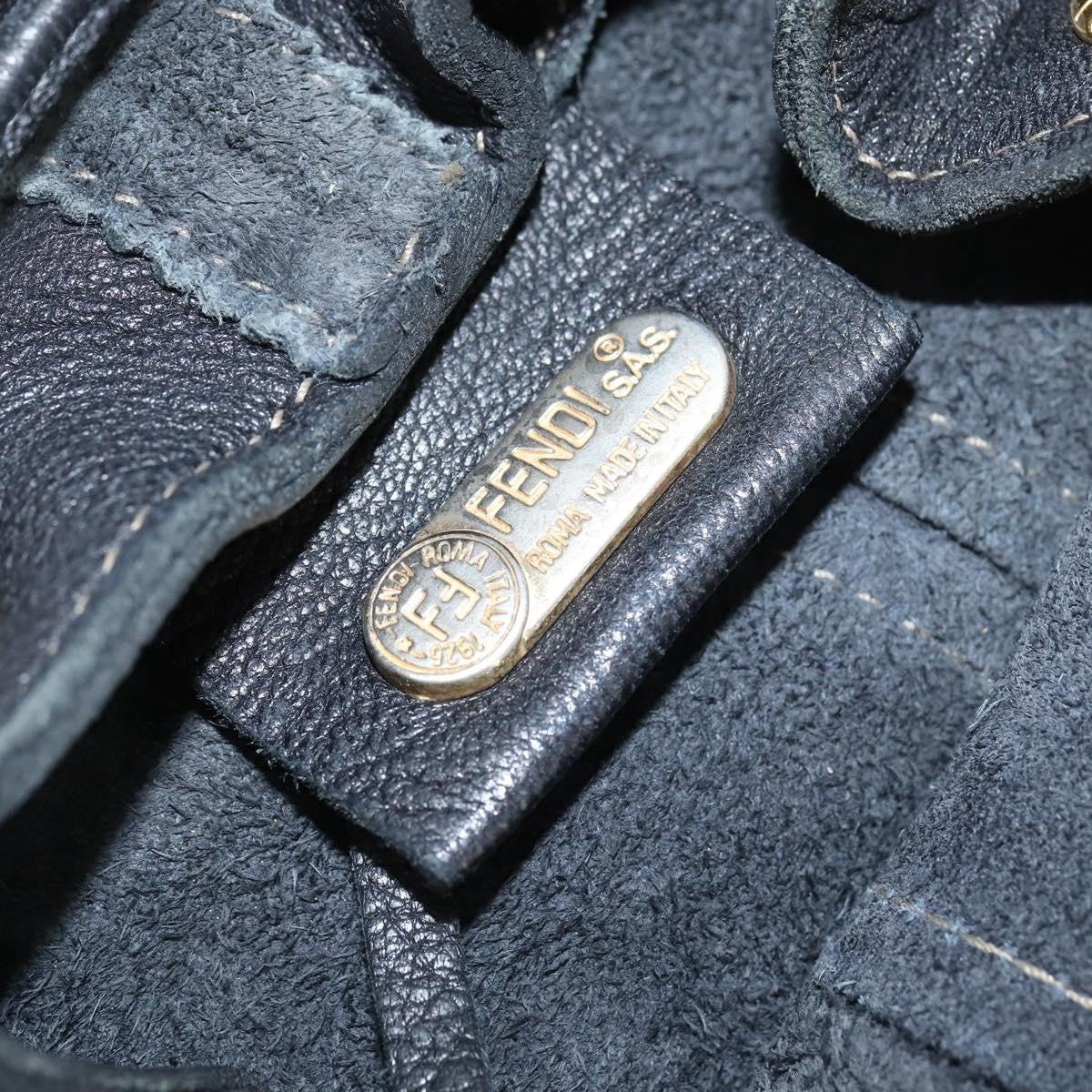 Fendi Logo Flap Drawstring Backpack Leather, BLACK, LEATHER, Backpack