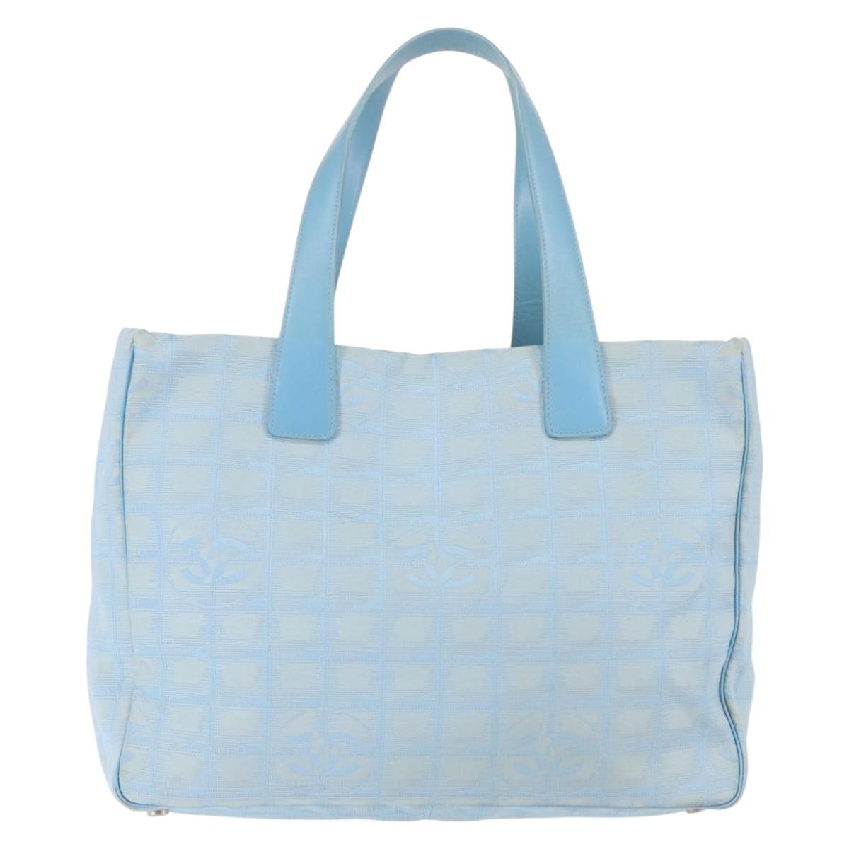 Chanel Front Zip Travel Line Tote Nylon, BLUE, NYLON, Tote bag