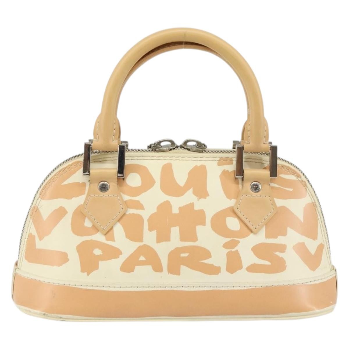 Louis Vuitton Alma Handbag Limited Edition Graffiti Leather, WHITE, CANVAS, Handbag