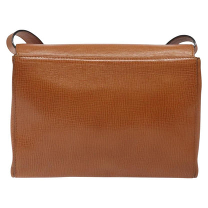 Celine Circle logo Leather, BROWN, LEATHER, Shoulder bag