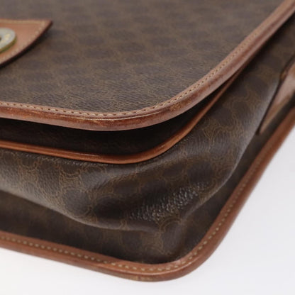 Celine Vintage Macadam Circle Logo Shoulder Bag Canvas and Leather, Brown, Canvas, Shoulder Bag