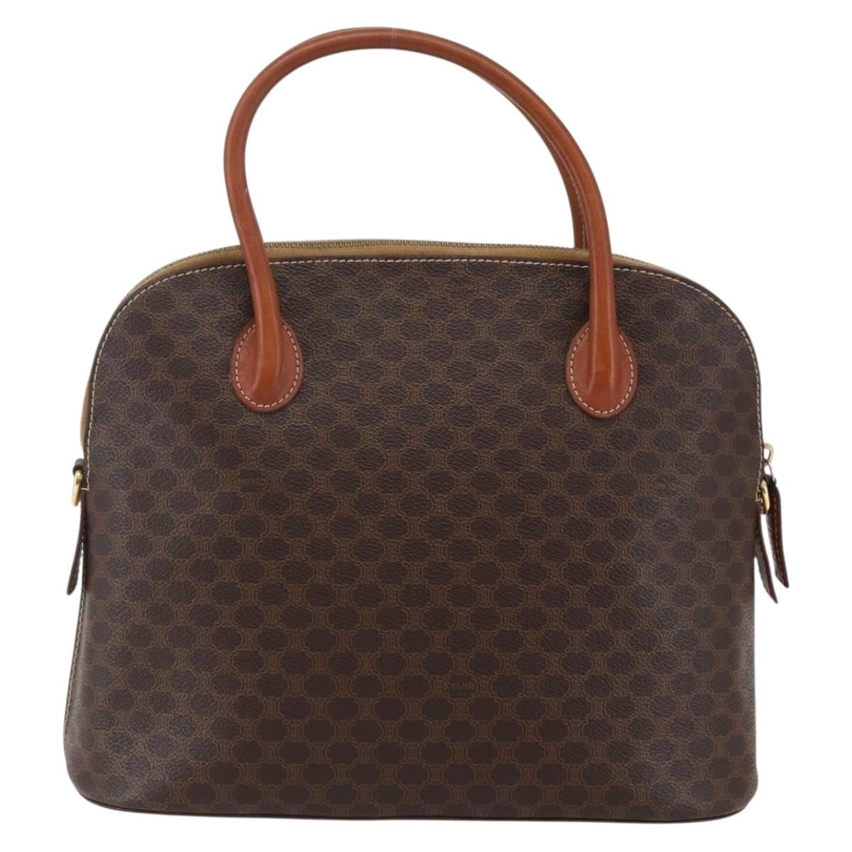 Celine Vintage Macadam Handbag Canvas, BROWN, CANVAS, Handbag