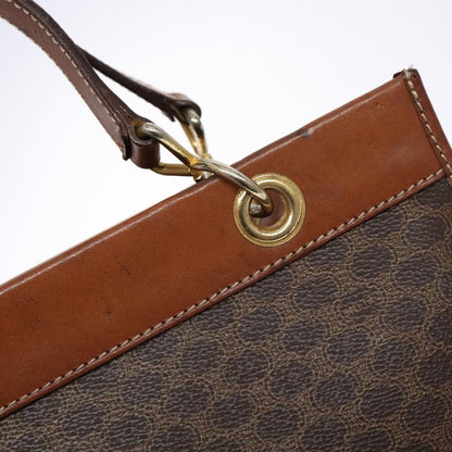 Celine Macadam Handbag Macadam with leather, BROWN, CANVAS, Handbag