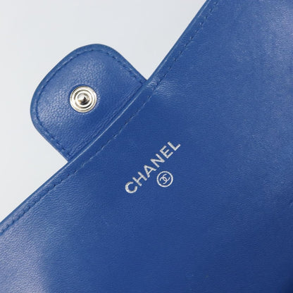 Chanel CC Gusset Classic Flap Wallet Quilted Lambskin, BLUE, LEATHER, Wallets