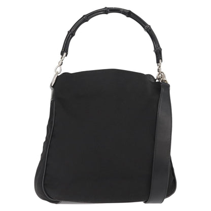 Gucci Vintage Bamboo Handle Bag Nylon, Black, Nylon, Handbag