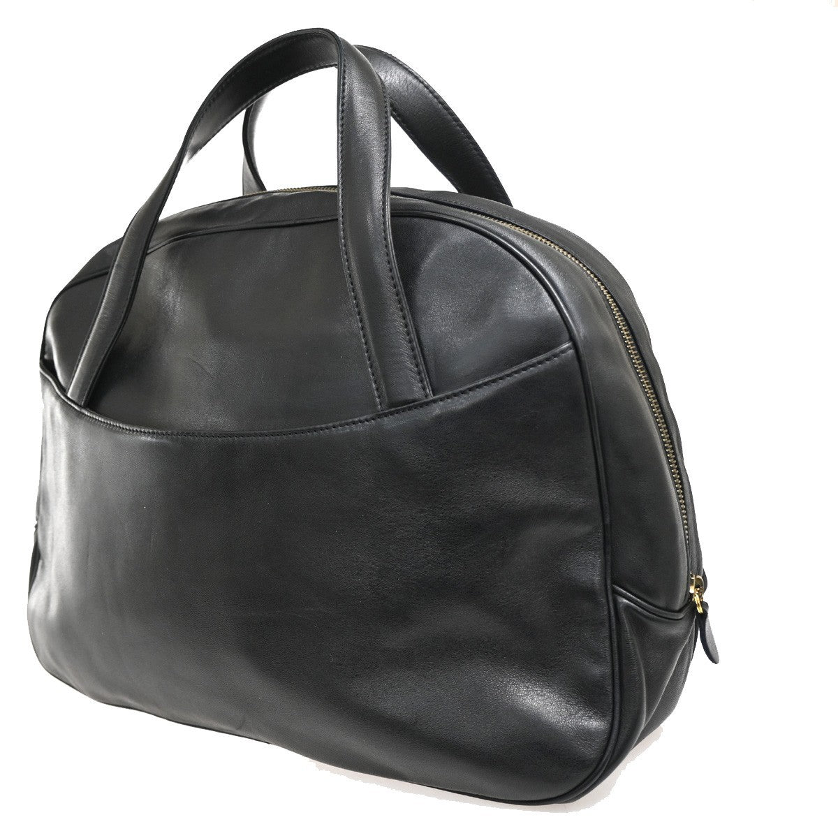 Christian Dior Vintage CD Handbag Leather, BLACK, LEATHER, Handbag