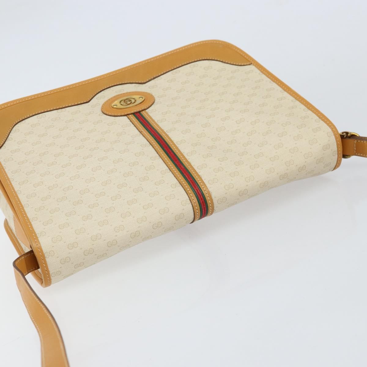 Gucci Vintage Web Sherry Line Handbag Micro GG Canvas, BEIGE, CANVAS, Shoulder bag